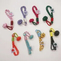 New Colorful Flower Mobile Phone Belt Plush Key Chain Nylon Woven Furry Doll Lanyard Blind Box Accessories Metal Buckle Ornament main image 1