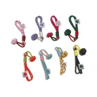 New Colorful Flower Mobile Phone Belt Plush Key Chain Nylon Woven Furry Doll Lanyard Blind Box Accessories Metal Buckle Ornament main image 5