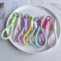 Fashion Simple Color Block Mobile Phone Lanyard Keychain Universal Mesh Short Rope Creative Car Key Hanging Ornament main image 1