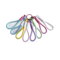 Fashion Simple Color Block Mobile Phone Lanyard Keychain Universal Mesh Short Rope Creative Car Key Hanging Ornament main image 5