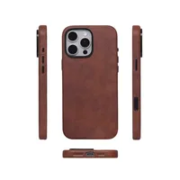 Retro Leather Magnetic Adsorption MagSafe IPhone 16 Pro Case Shockproof Durable Nordic Style Phone Cover main image 2