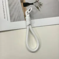 Fashion Simple Color Block Mobile Phone Lanyard Keychain Universal Mesh Short Rope Creative Car Key Hanging Ornament sku image 5
