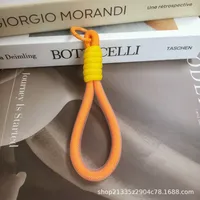 Fashion Simple Color Block Mobile Phone Lanyard Keychain Universal Mesh Short Rope Creative Car Key Hanging Ornament sku image 12