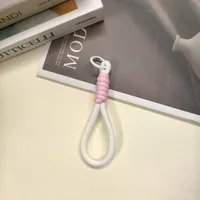Fashion Simple Color Block Mobile Phone Lanyard Keychain Universal Mesh Short Rope Creative Car Key Hanging Ornament sku image 15