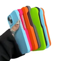 Solid Color Silicone Phone Case For IPhone 16 Pro Max Hollow Key 15 Apple 14 Frosted Soft Protective Case Simple Style Black main image 5