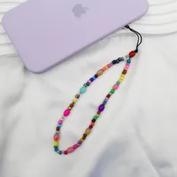New Arrival Hot Sale DIY Beaded Mobile Phone Charm Handmade Women's Phone Case Lanyard Decoration Charm Geometric Pattern sku image 3