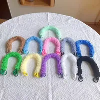 Personalized Autumn And Winter Warm Drop-Resistant Colorful Plush Short Rope Phone Case Short Rope Wrist Pendant Trendy Bags Pendant main image 1
