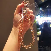Handmade Crystal Water Drop Beads Mobile Phone Lanyard Women's Short Handle Chain Bracelet Fashion Geometry Pattern Pattern Ornaments sku image 2