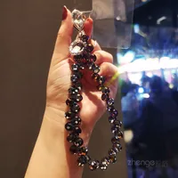 Handmade Crystal Water Drop Beads Mobile Phone Lanyard Women's Short Handle Chain Bracelet Fashion Geometry Pattern Pattern Ornaments sku image 4