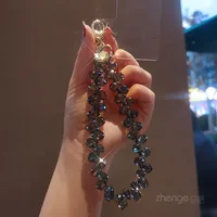 Handmade Crystal Water Drop Beads Mobile Phone Lanyard Women's Short Handle Chain Bracelet Fashion Geometry Pattern Pattern Ornaments sku image 5