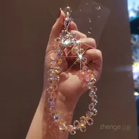 Handmade Crystal Water Drop Beads Mobile Phone Lanyard Women's Short Handle Chain Bracelet Fashion Geometry Pattern Pattern Ornaments sku image 6
