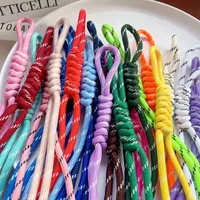 Color Handmade DIY Woven Keychain Buddha Knot Bag Charm Fashion Mobile Phone Lanyard Metal Buckle Jewelry Accessories main image 2