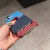 Ultra-Thin Carbon Fiber Texture Magnetic Half Pack Iphone16pro Phone Case Original Simplicity Style Orange Blue Black main image 3