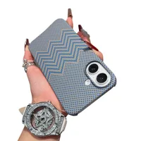 Ultra-Thin Carbon Fiber Texture Magnetic Half Pack Iphone16pro Phone Case Original Simplicity Style Orange Blue Black main image 5