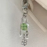 Handmade Four-Leaf Clover Lanyard Phone Case Bag Charm Girl Heart Mobile Phone Accessories Jewelry Pendant main image 3