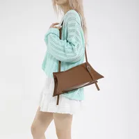 Large Irregular Mini Square Bag Single Shoulder Slung Underarm Bag In Lacquer Leather Fabric Casual Street Style Women Bags main image 3