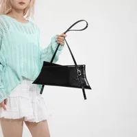 Large Irregular Mini Square Bag Single Shoulder Slung Underarm Bag In Lacquer Leather Fabric Casual Street Style Women Bags main image 4
