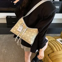 Elegant Fashionable Shoulder Handbag Women Casual Style Artificial Leather Color Block Pattern Four Seasons Handbags Tote Bag main image 3