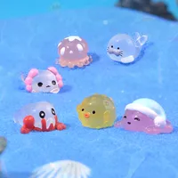 Cartoon Miniature Marine Animal Glass Container Decoration Small Aquarium Landscaping Decoration Small Seal Crab Octopus Statue main image 1