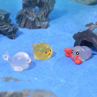 Cartoon Miniature Marine Animal Glass Container Decoration Small Aquarium Landscaping Decoration Small Seal Crab Octopus Statue main image 4