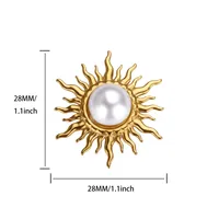 Baroque Style Stainless Steel Fire Sun Brooch Pin Luxury Retro Feeling Suit Factory Accessory Heart Pattern Six-Pointed Star Design main image 2