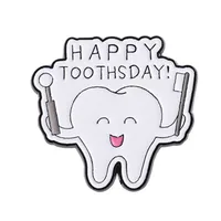 Cartoon Dental Theme Alloy Baked Paint Women's Cowboy Clothing Shoe Cap Bag Chest Pin Badge Healthcare Series Fashion Collar Pin sku image 6