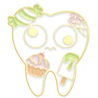 Cartoon Dental Theme Alloy Baked Paint Women's Cowboy Clothing Shoe Cap Bag Chest Pin Badge Healthcare Series Fashion Collar Pin sku image 32