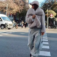 Casual Stylish Artificial Fur Coat With Large Collar  Women's Fashion Outerwear Short Length Pure Color main image 1