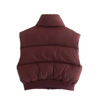 Fashionable Short Stand Collar Vest Women's Clothing European Style All-Match Cotton Vest Retro Design Pure Color Zipper main image 3