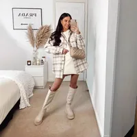 Thickened Flocking Shirt Loose Plaid  Women's Fashion Outerwear Half Open Collar Regular Sleeve Long Sleeve main image 1