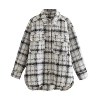 Thickened Flocking Shirt Loose Plaid  Women's Fashion Outerwear Half Open Collar Regular Sleeve Long Sleeve main image 4
