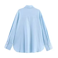 Elegant Pure Color Button Decorated Patchwork Linen Shirt  Women's Fashion Trendy Long Sleeve Shirt main image 4