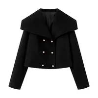 Fashionable Wool Blend Women's Jacket Outerwear  Style Long Sleeve Loose Fit Fresh Sweet College Style main image 4