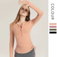 Women's Long Sleeve Yoga Top Drawstring Casual Fitness Running Suit Quick Dry Zipper Sportswear Comfortable Cotton Nylon main image 1