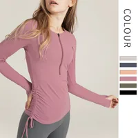 Women's Long Sleeve Yoga Top Drawstring Casual Fitness Running Suit Quick Dry Zipper Sportswear Comfortable Cotton Nylon main image 2