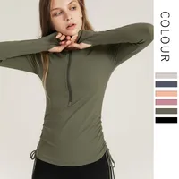Women's Long Sleeve Yoga Top Drawstring Casual Fitness Running Suit Quick Dry Zipper Sportswear Comfortable Cotton Nylon main image 3