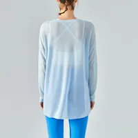Lightweight Long Sleeve Yoga Cover Up Top For Women Running Fitness Loose Fit Sportswear Summer Thin Single Side Slit Design main image 3