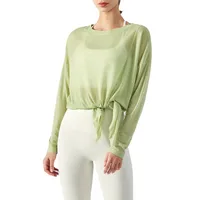 Lightweight Long Sleeve Yoga Cover Up Top For Women Running Fitness Loose Fit Sportswear Summer Thin Single Side Slit Design main image 4