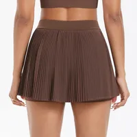 Sporty Women's Yoga Shorts Skirt High Waist Pleated Pocketed Two-Piece Set Running Fitness Versatile Nylon Spandex Outfit main image 4