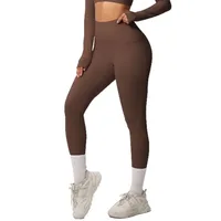 New Pure Color Double-Sided Brushed High-Waist Yoga Pants Breathable Sports Running Fitness Gym Shorts Nylon Spandex Shorts main image 5