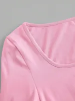 Comfortable Long Sleeve Solid Color Collar T-Shirt Women's Fashion Essential Classic Design Versatile Casual Wear Polyester Fabric main image 4