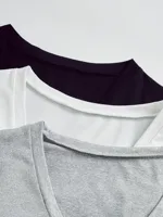 Women's Long Sleeve T-Shirt Three-Piece Set Breathable Comfortable Solid Color Top Suitable For Spring Summer Fashion And Daily Wear main image 4