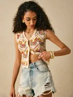 Casual Style Hollow Out Vest Women's Short Length V-Neck Polyester Fabric Summer Spring Autumn Ladies Tank Top Tight Fit main image 2