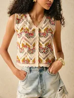 Casual Style Hollow Out Vest Women's Short Length V-Neck Polyester Fabric Summer Spring Autumn Ladies Tank Top Tight Fit main image 1