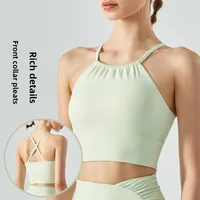 Fitness Yoga Sports Bra Top Women's Sleeveless Vest With Chest Pad Gym Workout Exercise Sports Bra Tank Top Before Collar Fold main image 2