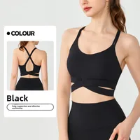 Women's Yoga Vest Sports Fitness Running Bra With Chest Pad Medium Intensity Outdoor Running Beautiful Back One-Piece Underwear sku image 15