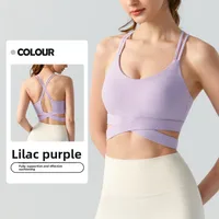 Women's Yoga Vest Sports Fitness Running Bra With Chest Pad Medium Intensity Outdoor Running Beautiful Back One-Piece Underwear sku image 4