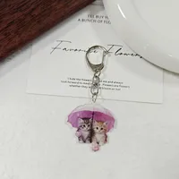 Adorable Double-Sided Printed Acrylic Cat Dog Keychain Pendant Fashionable Animal Style Accessory Suitable For Daily Use main image 5