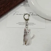 Adorable Double-Sided Printed Acrylic Cat Dog Keychain Pendant Fashionable Animal Style Accessory Suitable For Daily Use sku image 2