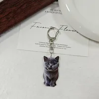 Adorable Double-Sided Printed Acrylic Cat Dog Keychain Pendant Fashionable Animal Style Accessory Suitable For Daily Use sku image 3